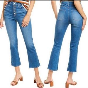 Veronica Beard Jean Carly 11" Kick Flare High Rise Ankle Crop Medium Blue Sz 24